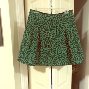 Banana Republic Green Leopard Print Skirt